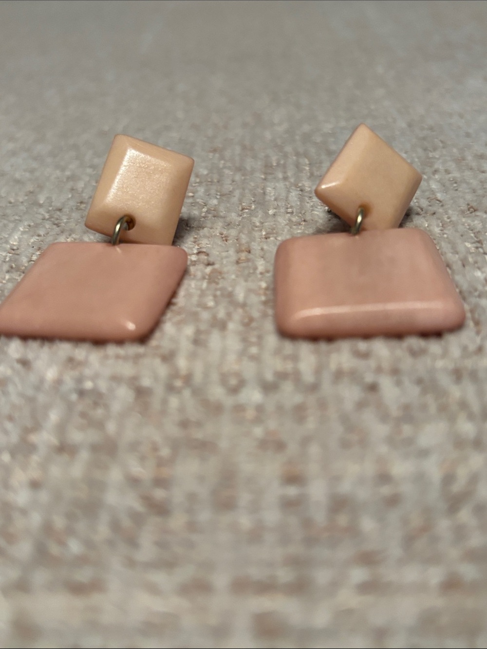 Noonday Collection Blush and Beige Dangle Square Earrings